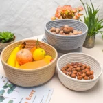 1PC Nordic Hand Woven Cotton Rope Storage Baskets Desktop Sundries Kids Toys Organizer Box Baby Dirty Clothes Laundry Basket - Image 6