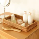Handwoven Rattan Storage Basket Square Wicker Tray Picnic Basket Bread Food Plate Fruit Cake Sundries Box Home Desk Decor S/M/L - Image 3