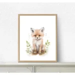 Watercolour Kawaii Woodland Baby Animals Bear Rabbit Raccoon Poster Canvas Painting Wall Art Pictures Home Bedroom Decor - Image 4