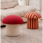 Mushroom Foot Stool Comfortable Lamb Velvet Shoe Changing Seat Living Room Children's Chairs High Elastic Sponge Hallway Ottoman - Image 4