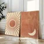 Bohemian Sun & Moon Canvas Art Set for Modern Decor - Image 2