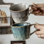 Two Sets of Couple's Cups Kiln Turned Glazed Mugs One Set of Ceramic Water Cups Coffee Cups Water Patterned Cup - Image 3