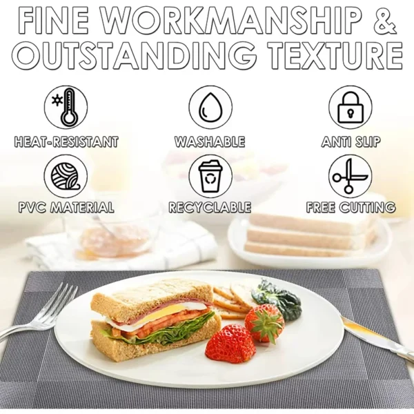 Sleek PVC Dining Placemats - Stylish, Anti-Slip Table Mats