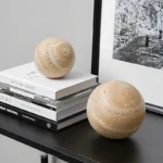 Wabi-Sabi Travertine Marble Sphere, Hand-Polished Natural Stone Ball Decor for Living Room, Entryway, office, Hotel Organic - Image 5