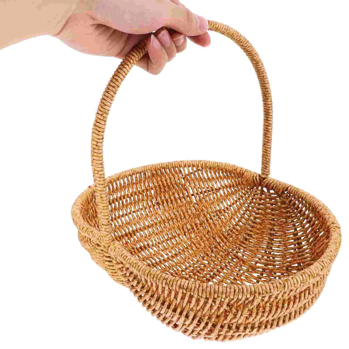 Portable Picnic Basket Woven Baskets Fruits Vegetable Shopping Handmade Container ganization Bins Home Storage - Image 2