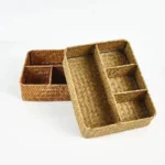 Hairpins Jewelry Accessories 4 Grids Storage Basket Handmade Woven Willow Storage Basket For Clothes Cosmetic Stationery - Image 5