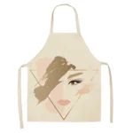 Stylish Geometric Linen Apron for Family Cooking Fun - Image 2
