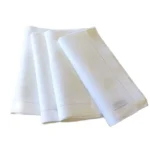 Elegant Hemstitched White Cotton Napkins - 12 Pack for Parties