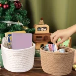 Cute Storage Baskets Desktop Sundries Storage Basket Cosmetics Snack Porch Hand-Woven Cotton Thread Basket Stylish Home Decor - Image 2