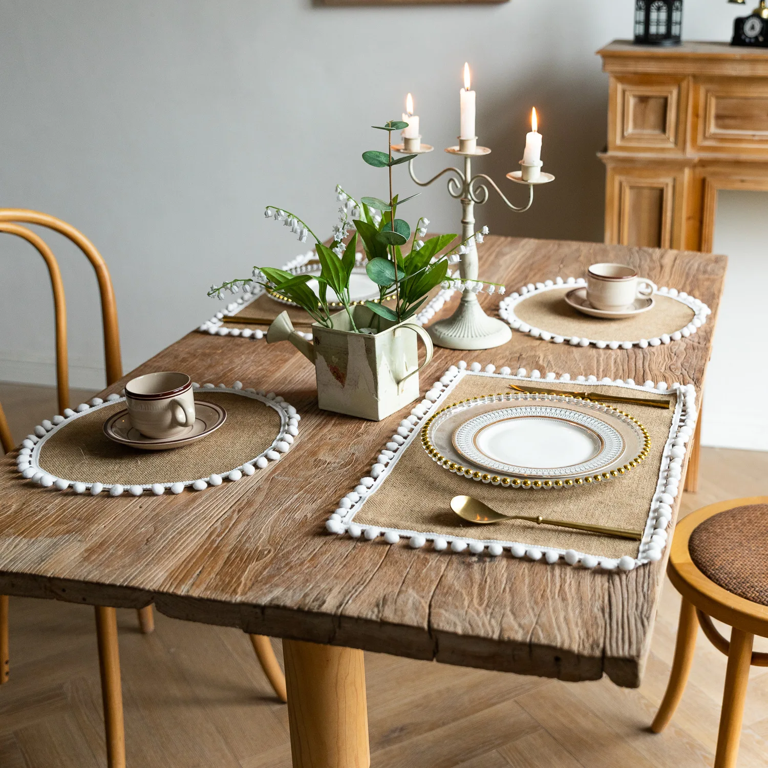 2 PCS Braided Placemats Heat Resistant Jute Table Mats Farmhouse Woven Fabric Natural Place Mats for Decorations Indoor Outdoor 31 kf S5185e230cc594135abe25edbd7eec3d46
