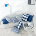 LEEJOOM Nordic Style Cushion Covers Checkered Stripe Pillowcase Blue Series Decor Home Decor Sofa Office Car 45x45cm/30x50cm - Image 2