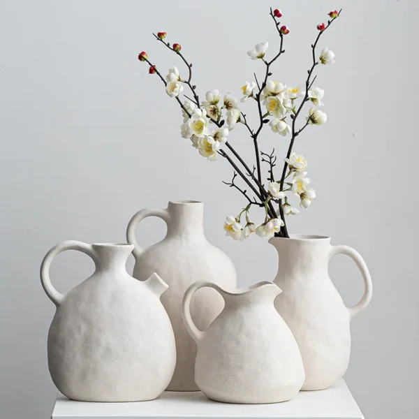 Simple Ceramic Vase Creative Jug Decorative Office Dried Flowers Organizer French Living Room Desktop Ornaments Home Decoration