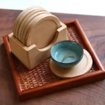 Blank Wood 6pcs/set Placemats Coasters Tea Coffee Cup Pad Decor Durable Heat Resistant Round Drink Mat Bowl Home Teapot Holder - Image 2