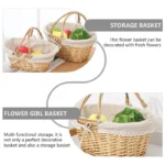 Gift Flower Girl Basket For Kids Woven Wicker Flower Picnic Gift Flower Girl Basket For Kidss Storage Wedding Girl Willow - Image 4