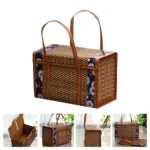 Hand-woven Multi-purpose Egg Basket Picnic Basket Bamboo Basket Fruits Rectangular Box Household Kitchen Supplies Organization