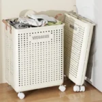 Folding Dirty Clothes Basket with Wheels Movable Laundry Hamper Storage Baskets Bathroom Large Capacity Dirty Clothes Basket - Image 2