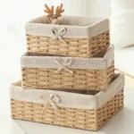Wicker Baskets Storage Baskets Sundries Organizer with Lid Bathroom Clothes Laundry Basket Household Towel Toys Container Basket