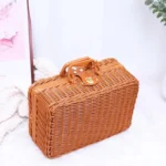 Retro PP Rattan Baskets Picnic Storage Basket Wicker Suitcase with Hand Gift Box Woven Cosmetic Storage Box Organization Storage - Image 2