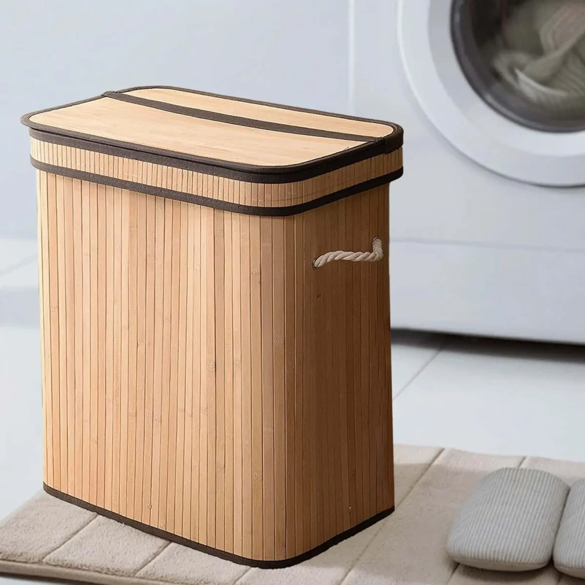 Large Laundry Basket Laundry Hamper Tall Freestanding Organizer with Lid Clothes Hamper Storage Basket for Living Room Dorm - Image 1