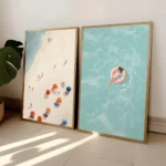 Vibrant Nordic Summer Girl Pool Party Canvas Art for Home Decor - Image 3