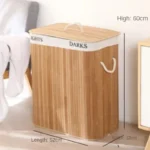 Corner Bamboo Laundry Hamper Foldable Laundry Basket with Lid Removable and Machine Washable Liner for Efficient Laundry - Image 5