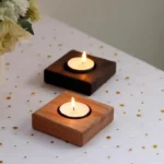 Nordic Style Wooden Candlestick Home Table Decoration Square Wood Chip Candle Holder Tealight Candle Holder Bar Party Ornaments