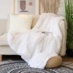 120-160CM Solid Color Soft Fluffy and Comfortable Faux Microfiber Blanket for Bed Sofa - Image 2