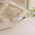1pc Decorative Faux Wool Throw Pillow Covers Christmas Soft Plush Fuzzy Short Fleece Square Patterned Cushion Cases Solid Pillow - Image 4