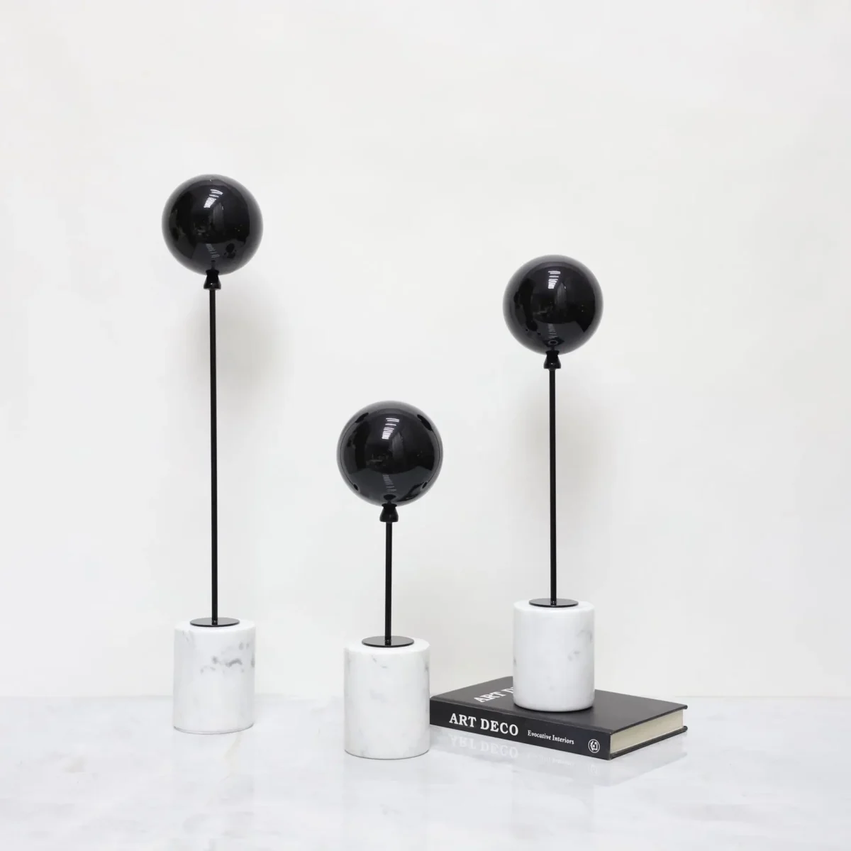 Minimalist Balloon Art Sculpture, Natural Marble Base, Tabletop Ornaments, Metal Balloon Sculpture, Room Aesthetic Decoration - Image 2