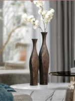 Light Luxury Retro - style Vertical Black Resin Vase Ideal for New Chinese - inspired Living Room and Entrance Dried Flower Dec - Image 6