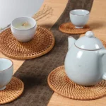Natural Rattan Woven Placemat Round Table Mat Insulation Coasters Pot Coffee Placemats Pad Anti-Slip Table Mats Handicraft - Image 3