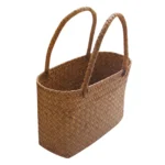 Seaweeds Woven Portable Flower Basket Handbag Durable Laundry Basket Market Bag for Outing Picnic Clothes Storage - Image 6