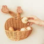 Faux Rattan Rattan Storage Basket Apple Shape Hollow Out Wall Hanging Basket Ginger Garlic Storage No Punching Fruit Storage Bin - Image 3