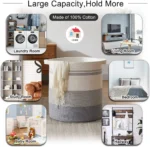 80L Laundry Baskets Hamper with Handles,Decorative Basket for Living room,Woven Storage Basket for Toys Bin,Pillows, Clothes - Image 4