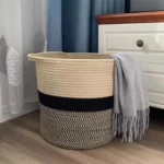 Cotton Rope Woven Storage Basket Light Luxury Dirty Clothes Bucket Home Laundry Bucket Foldable Miscellaneous Storage Basket - Image 2