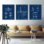 Nautical Blueprint Canvas: Unique Sailboat Wall Art Decor - Image 2