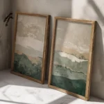 Serene Japanese Wabi Sabi Mountain Canvas Art Set - Image 3