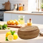 SEWS-Rattan Box Storage Baskets With Lid, Rattan Basket, Handwoven Round Woven Basket, Desktop Decorative Box For Home,Office - Image 3