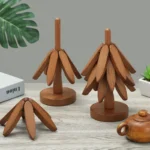 Eco-Friendly Bamboo Tree Trivets - 4 PCS Heat-Resistant Set - Image 5