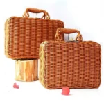 Retro PP Rattan Baskets Picnic Storage Basket Wicker Suitcase with Hand Gift Box Woven Cosmetic Storage Box Organization Storage - Image 4