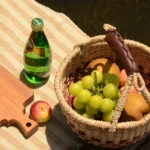 New Vietnamese Seaweed Hand-woven Basket Fruit Picking Basket Ins Sundries Storage Basket for Home, Picnic with Leather Handle - Image 3