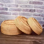 Hand-woven Rattan Wicker Basket Storage Box Fruit Tea Snack Bread Basket Cosmetic Desktop Storage Box Household Kitchen Supplies - Image 2