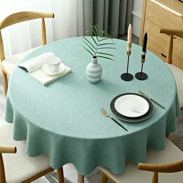 Elegant Solid Cotton Round Tablecloth for Dining & Events