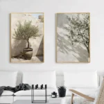 Natural Aesthetics Mediterranean Courtyard Retro Olive Plant Landscape Poster Canvas Printing Living Room Home Wall Decoration - Image 3