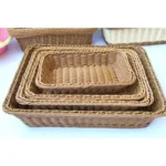 Hand-woven Imitation Rattan Wicker Basket Rectangular Storage Box Fruit Tea Snack Bread Basket Cosmetic House Kitchen Supplies - Image 4