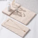 Wabi Sabi style natural cave stone flat plate Irregular edged beige cave stone tray Aromatherapy perfume jewelry storage tray - Image 2