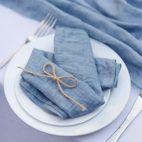 20PCS 46x46cm Gauze Cotton blue Napkin Balinese yarn Tea Towel Wedding Party Christmas Dining Table Decor Retro Burrs napkins