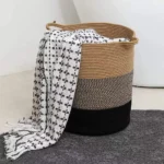 Woven Basket Large Cotton Laundry Basket Toy Dirty Clothes Weaving Home Organization And Storage With Handle Large Conpacity - Image 6