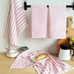 Charming Red & White Plaid Cotton Tea Towel for Festive Flair