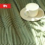 Cozy Textured Throw Blanket in Green & Tan - Chic Home Accent